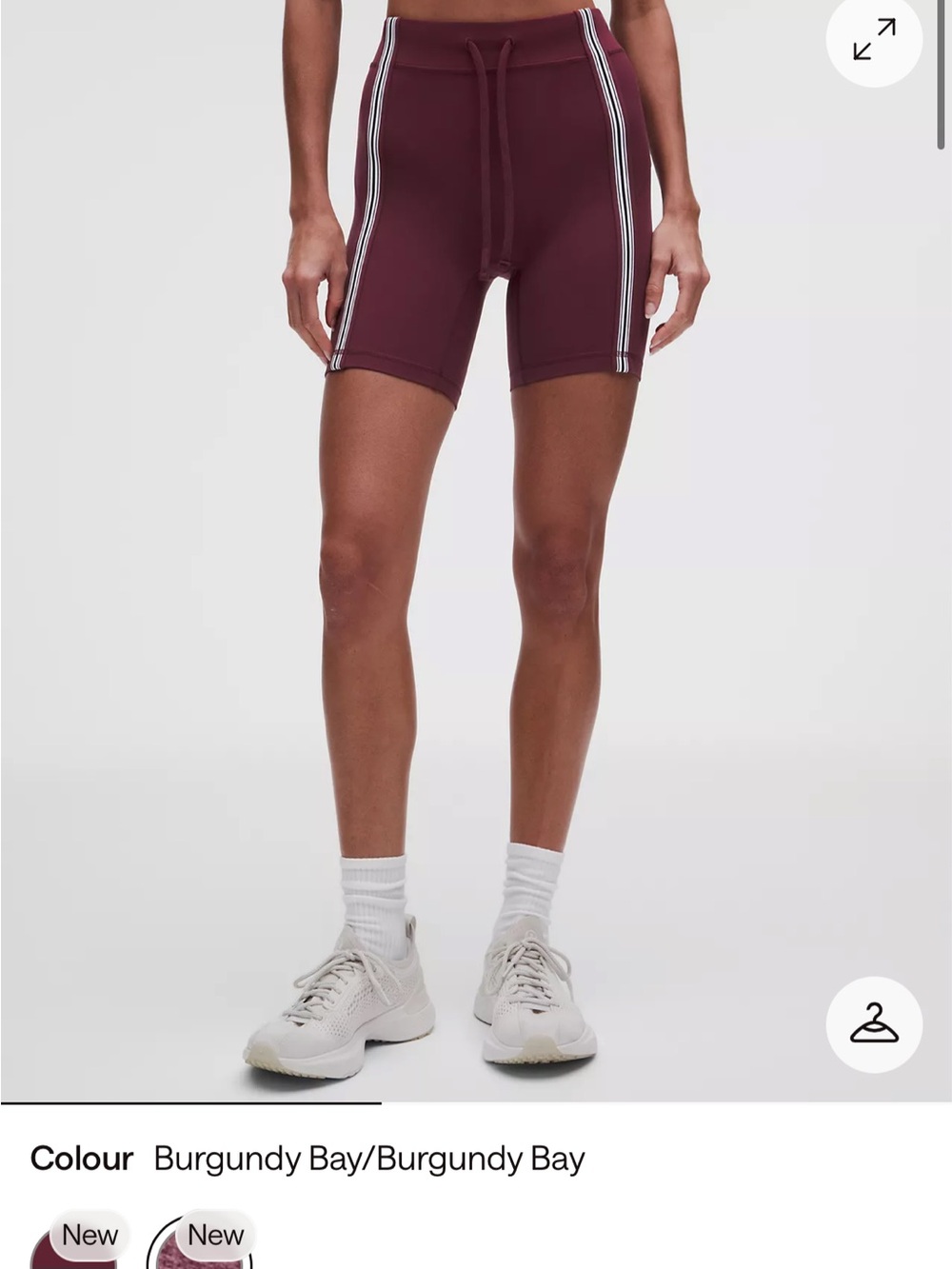lululemon athletica Burgundy Bike Shorts with Double White Side Stripes